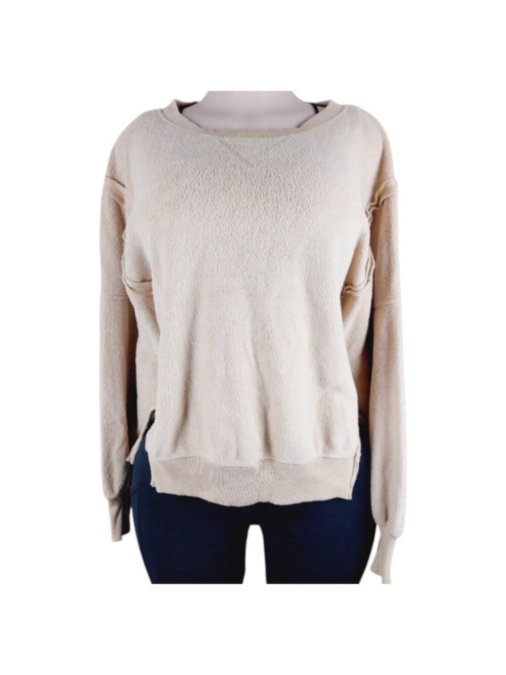 American Eagle Women's Beige Feels Huggable Cozy Tunic Sweatshirt Size XS